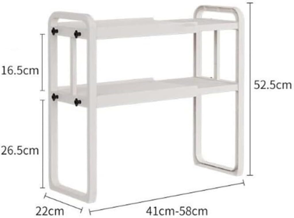 Expandable Metal Kitchen Rack with 2 Tiers Microwave Shelf Tableware Storage Rice Cooker Stand Green Home Kitchen Organizer