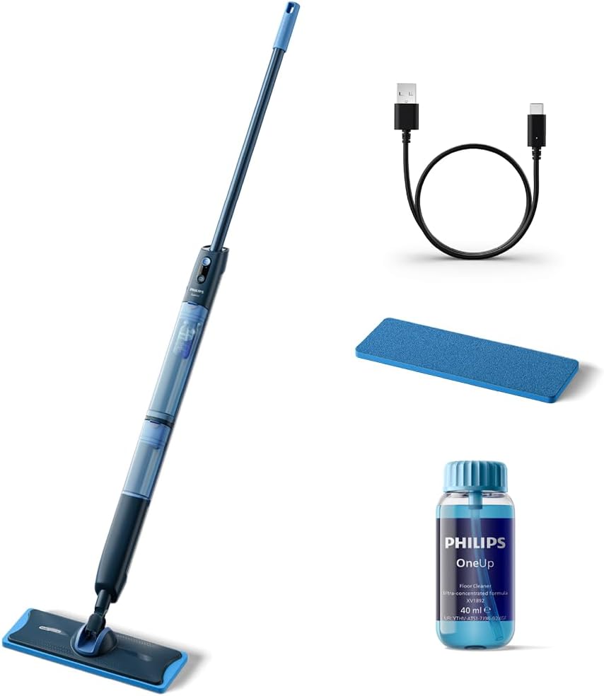 PHILIPS OneUp 5000 Elektrischer Wischmopp, Blau, 2X sauberere Böden