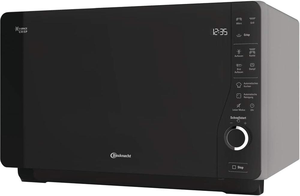 Bauknecht ExtraSpace Crisp MW 427 SL/Kombination Grill und Mikrowelle/Maximale Flexibilität-Ohne Drehteller/ 800 W/ 25 L Garraum/Grill 1000 W/Crisp-Funktion/Dampfgarfunktion/AutoClean, Silber