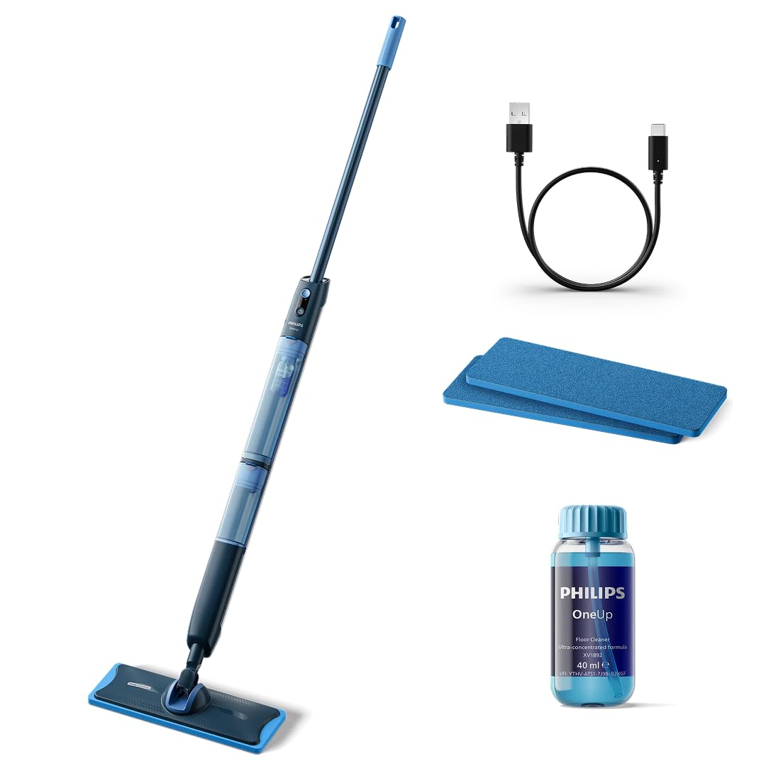 PHILIPS OneUp 5000 Elektrischer Wischmopp, Blau, 2X sauberere Böden