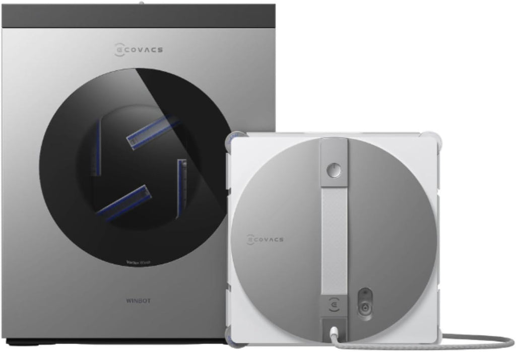 ECOVACS WINBOT W3 OMNI Fensterputzroboter mit Multifunktionsstation, Automatische Reinigung der Wischpads, Intelligente Reinigung entlang der Ränder, Sprühen mit drei Düsen, App-Steuerung