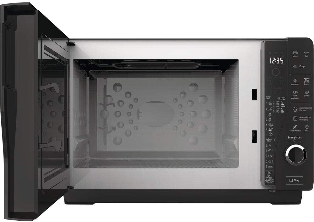 Bauknecht ExtraSpace Crisp MW 427 SL/Kombination Grill und Mikrowelle/Maximale Flexibilität-Ohne Drehteller/ 800 W/ 25 L Garraum/Grill 1000 W/Crisp-Funktion/Dampfgarfunktion/AutoClean, Silber
