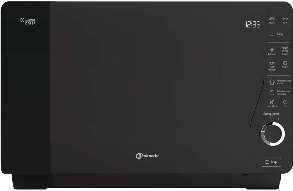 Bauknecht ExtraSpace Crisp MW 427 SL/Kombination Grill und Mikrowelle/Maximale Flexibilität-Ohne Drehteller/ 800 W/ 25 L Garraum/Grill 1000 W/Crisp-Funktion/Dampfgarfunktion/AutoClean, Silber