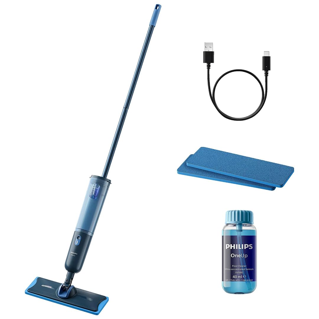 PHILIPS OneUp 5000 Elektrischer Wischmopp, Blau, 2X sauberere Böden
