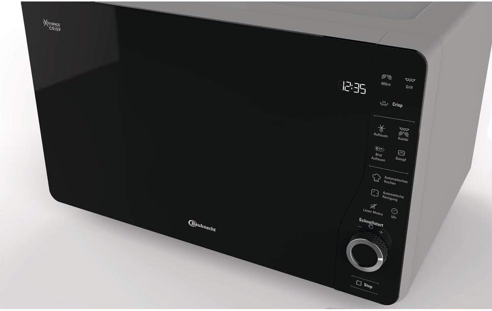 Bauknecht ExtraSpace Crisp MW 427 SL/Kombination Grill und Mikrowelle/Maximale Flexibilität-Ohne Drehteller/ 800 W/ 25 L Garraum/Grill 1000 W/Crisp-Funktion/Dampfgarfunktion/AutoClean, Silber