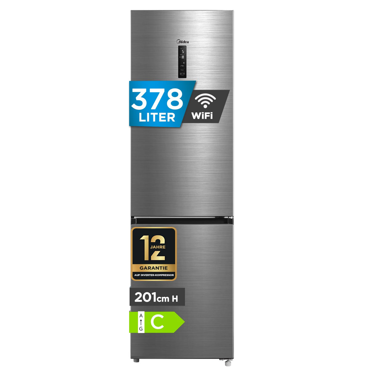 Midea 270L Kühlschrank mit gefrierfach(-24°C),Total Nofrost, 180cm,41dB