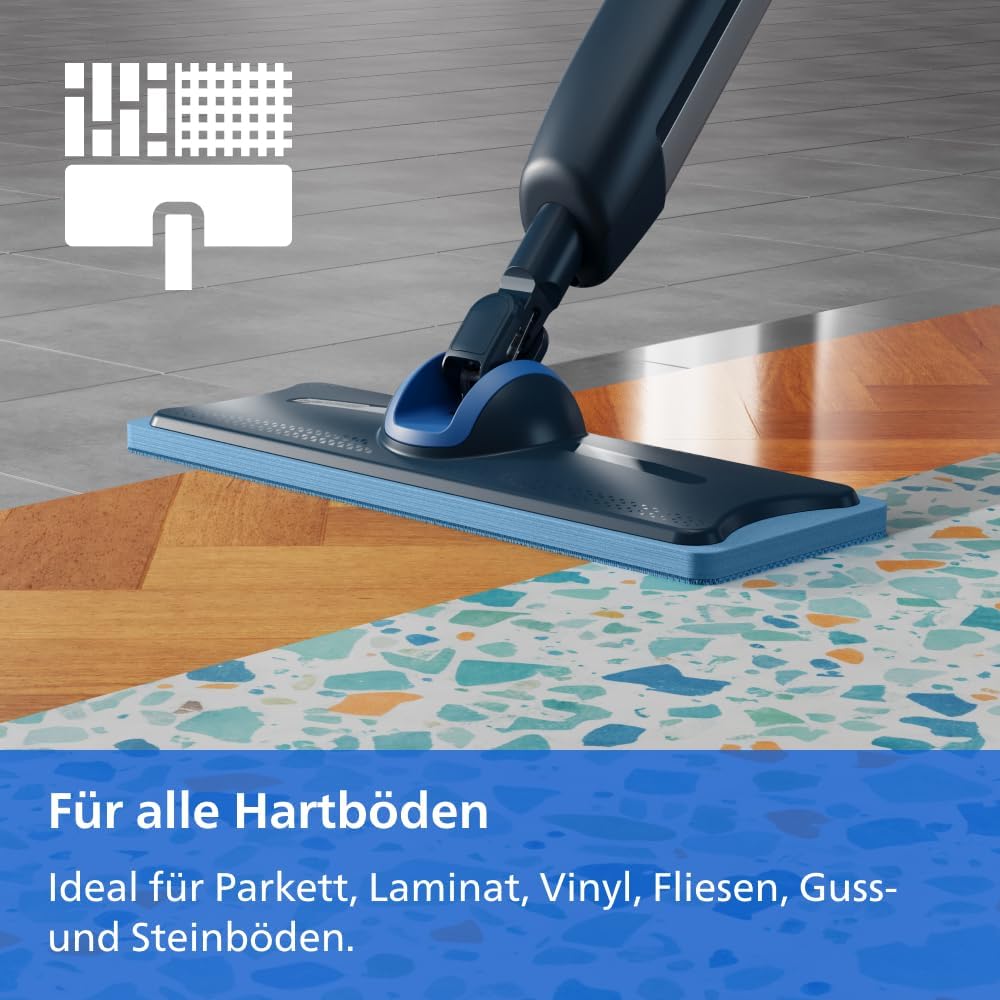 PHILIPS OneUp 5000 Elektrischer Wischmopp, Blau, 2X sauberere Böden