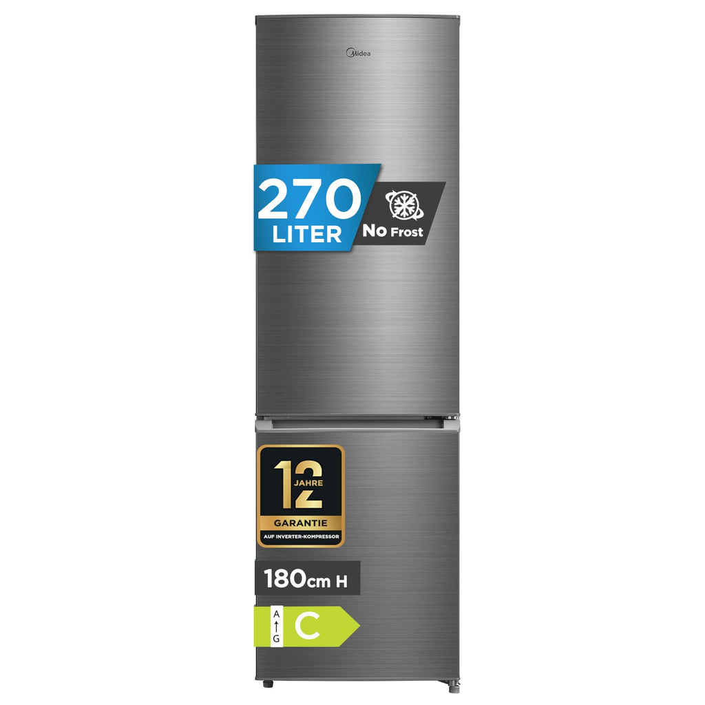 Midea 270L Kühlschrank mit gefrierfach(-24°C),Total Nofrost, 180cm,41dB