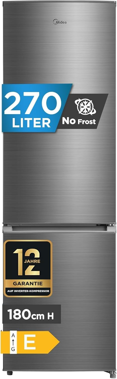 Midea 270L Kühlschrank mit gefrierfach(-24°C),Total Nofrost, 180cm,41dB