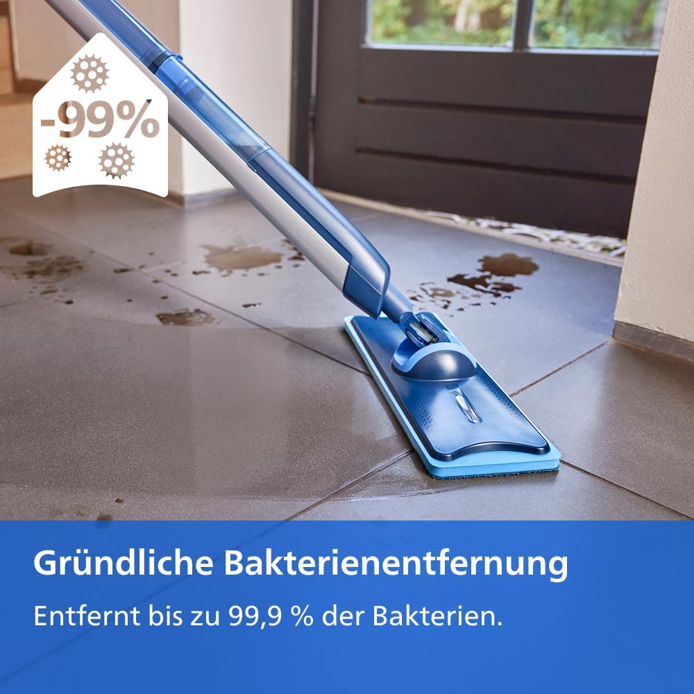PHILIPS OneUp 5000 Elektrischer Wischmopp, Blau, 2X sauberere Böden