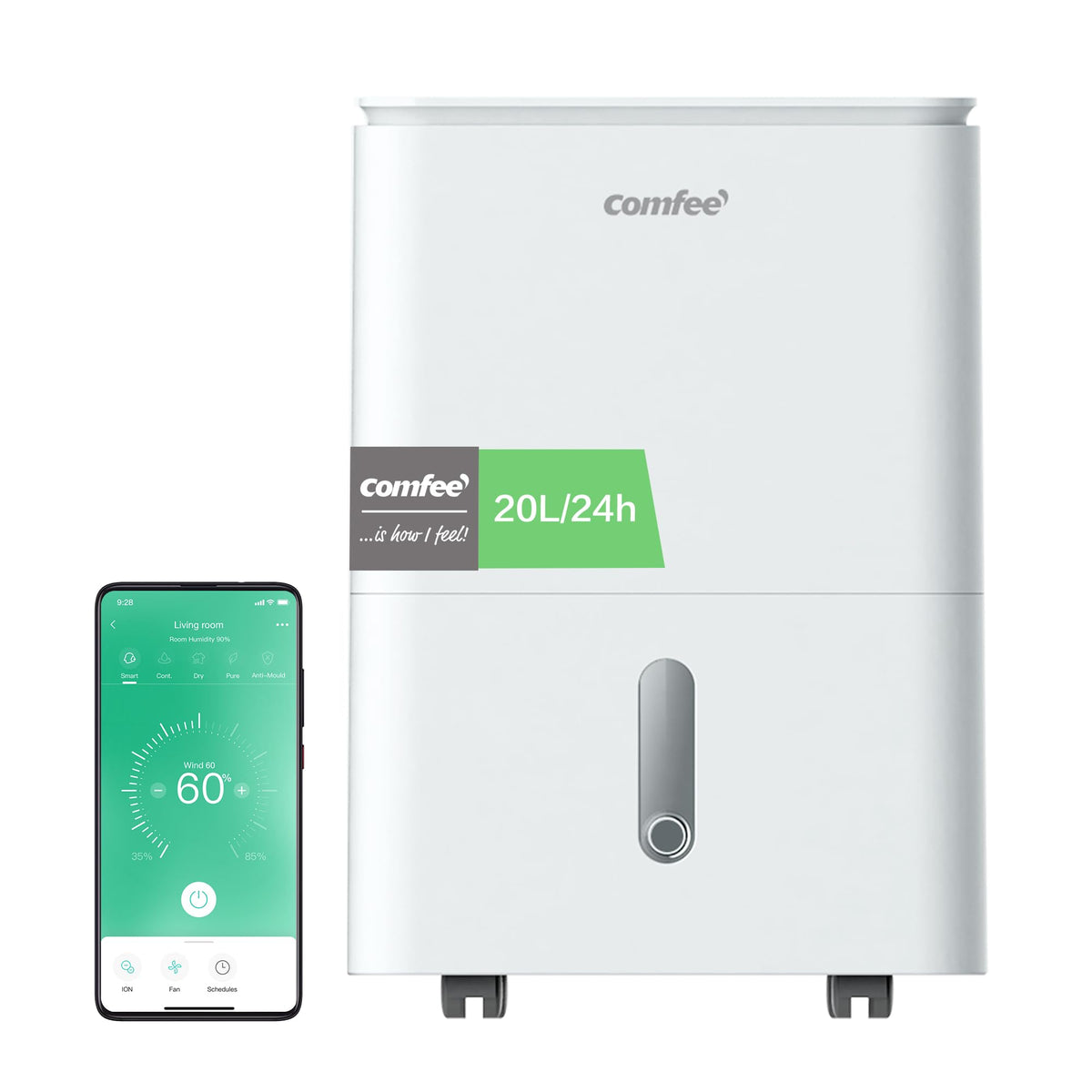 Comfee Luftentfeuchter MDDF-20DEN7, 20L/24h, Raumgröße ca.100m³(40m²), APP-fähig WLAN-Steuerung