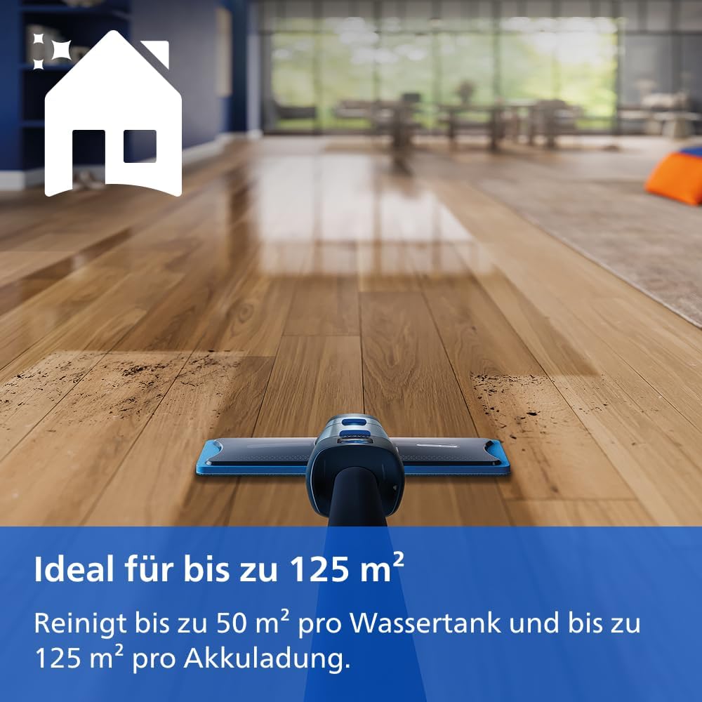 PHILIPS OneUp 5000 Elektrischer Wischmopp, Blau, 2X sauberere Böden