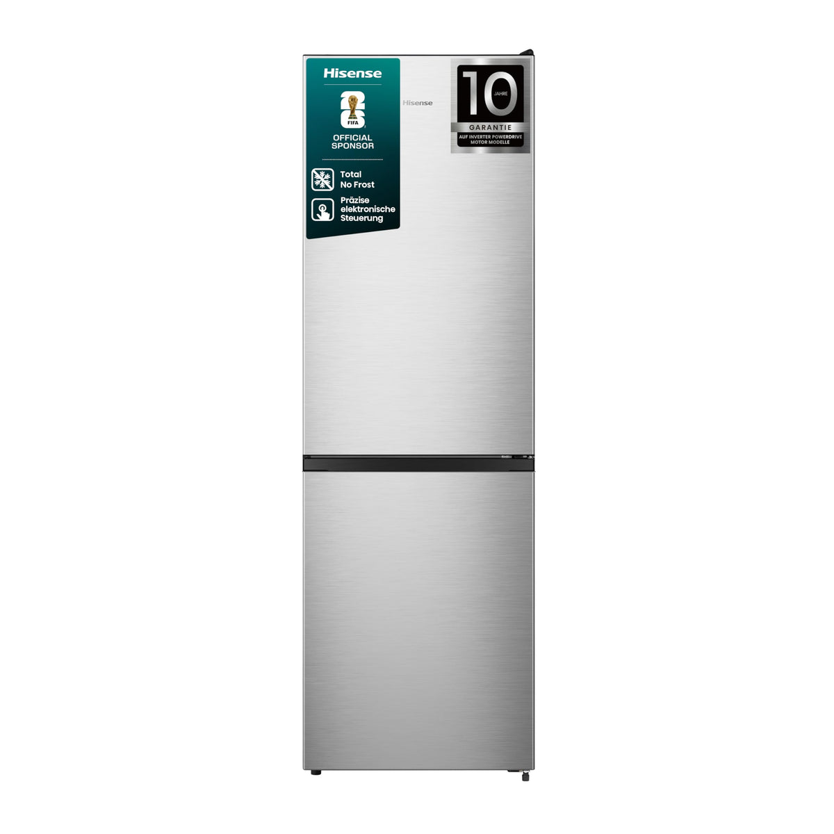 Hisense RB327N4AD2 Kühl-Gefrierkombination/NoFrostPlus/Multiflow 360°/ Flaschenhalter/HolidayMode/FreshZone/ 256L (171+85)/ Essential/BxHxT: 55×182,4×55,7cm/ Silber [Energieklasse E]