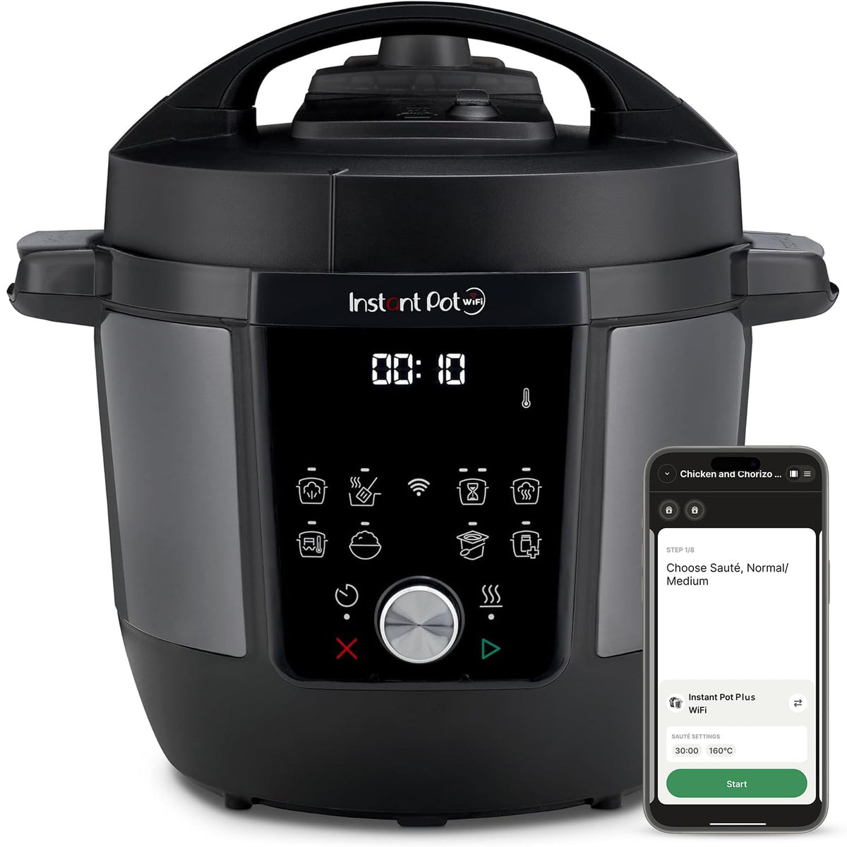 Instant Pot Pro, 5,7L Elektro-Multikocher, 10-in-1 Schnellkochtopf, Schwarz