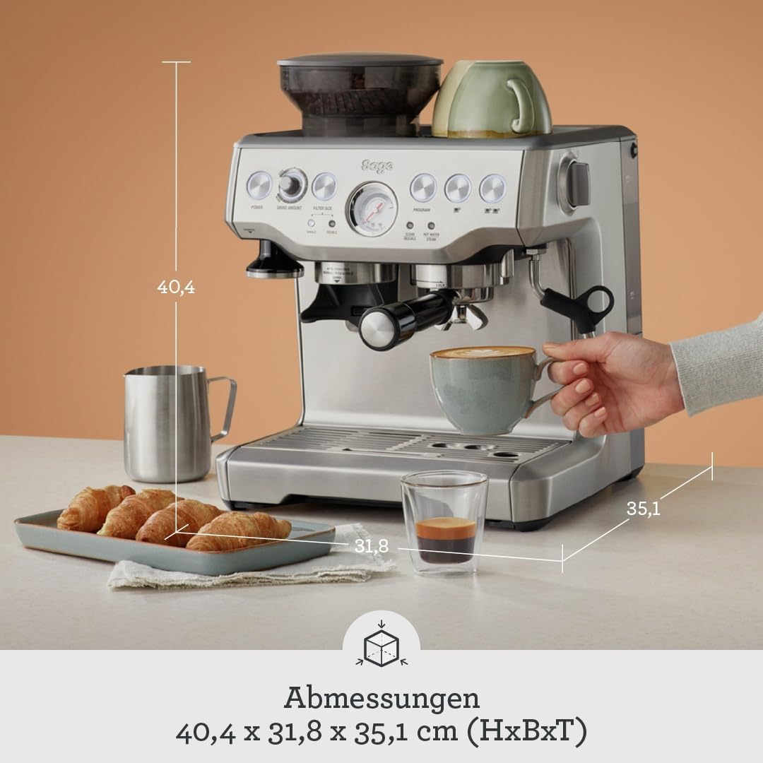 Sage appliances SES875 Espresso Machine, 18/8, Brushed Stainless Steel