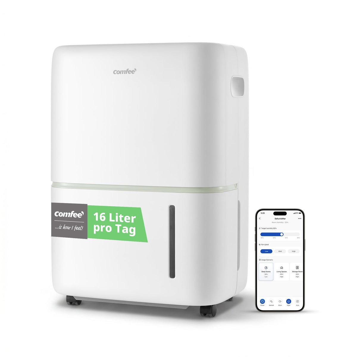 Comfee Luftentfeuchter MDDF-20DEN7, 20L/24h, Raumgröße ca.100m³(40m²), APP-fähig WLAN-Steuerung