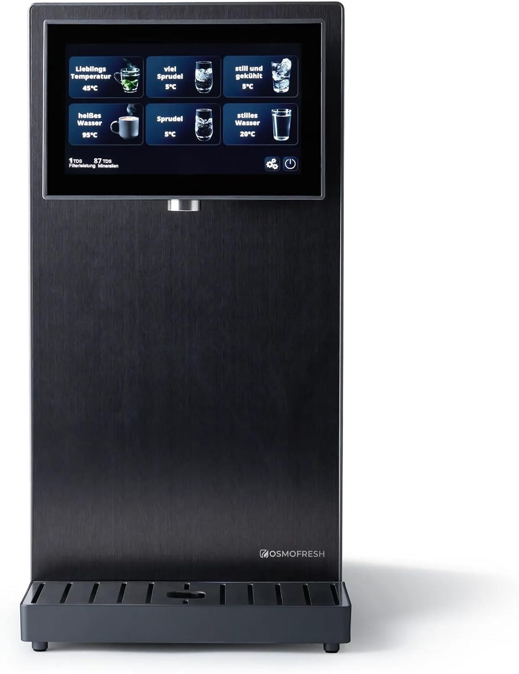 OsmoFresh Fusion Pro 2 Auftisch Osmoseanlage | Wassersprudler|Kühlung| Keine Installation | Heißwasserspender | 7x Filterung | Mineralisierung | 3-fach UV-C|Festwasseranschluss |Abwasserverhältnis 4:1