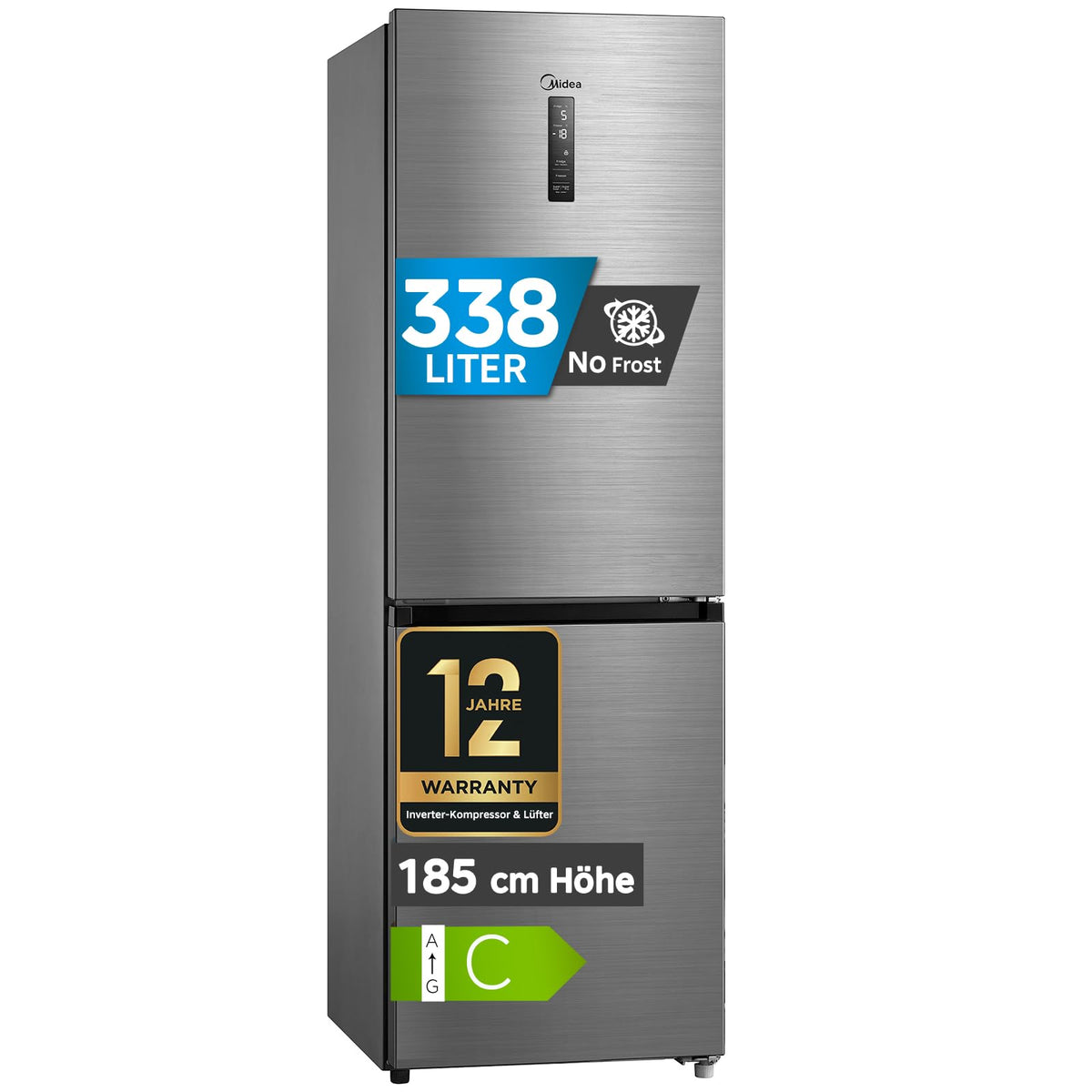 Midea 270L Kühlschrank mit gefrierfach(-24°C),Total Nofrost, 180cm,41dB