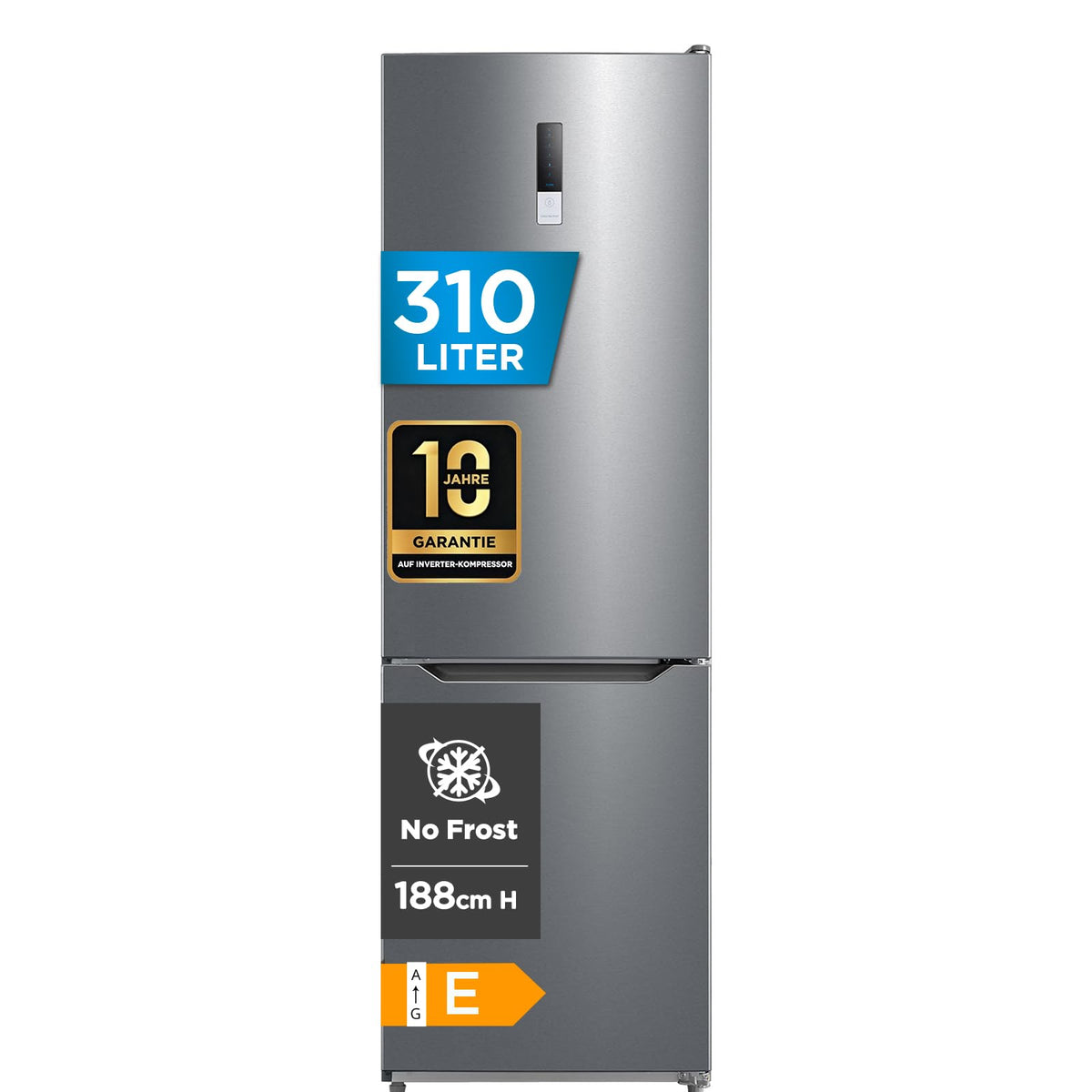 Midea 270L Kühlschrank mit gefrierfach(-24°C),Total Nofrost, 180cm,41dB