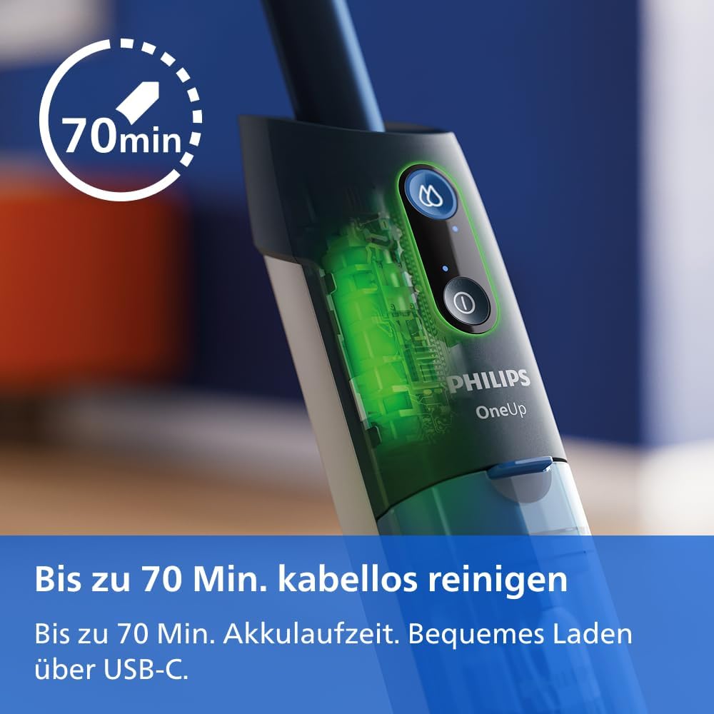 PHILIPS OneUp 5000 Elektrischer Wischmopp, Blau, 2X sauberere Böden