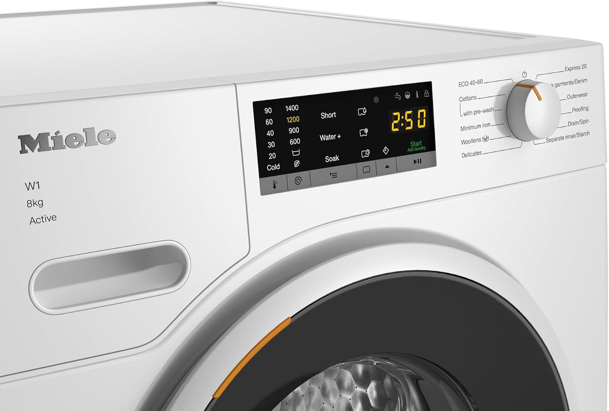 MIELE WWA120 WCS 8kg Active W1 White Edition Waschmaschine (8 kg, 1400 U/Min., A, Flusenfilter, Fremdkörperfilter)
