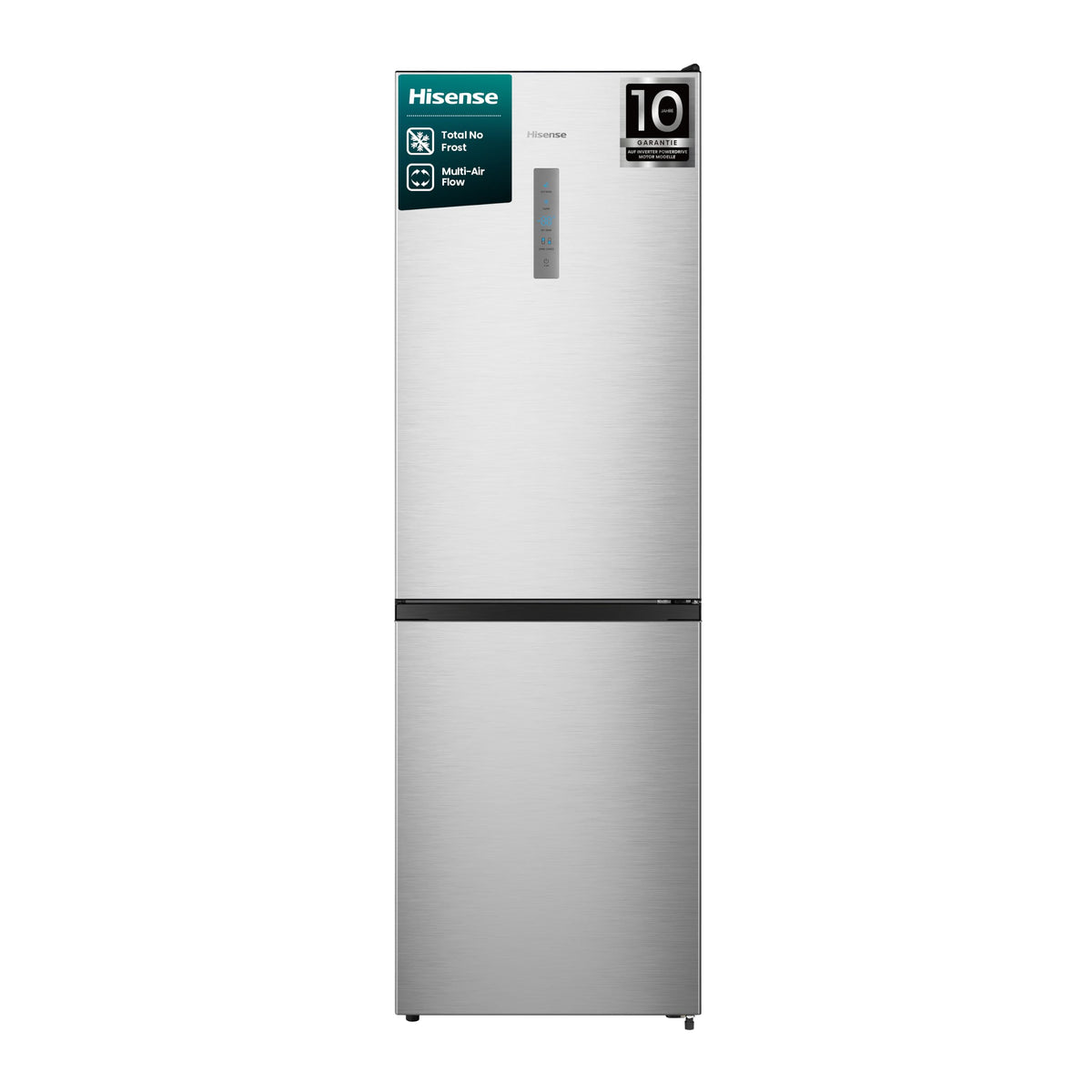 Hisense RB327N4AD2 Kühl-Gefrierkombination/NoFrostPlus/Multiflow 360°/ Flaschenhalter/HolidayMode/FreshZone/ 256L (171+85)/ Essential/BxHxT: 55×182,4×55,7cm/ Silber [Energieklasse E]