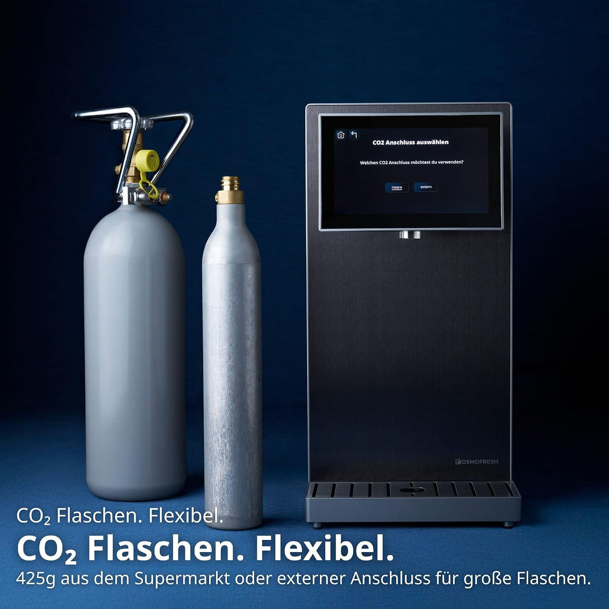 OsmoFresh Fusion Pro 2 Auftisch Osmoseanlage | Wassersprudler|Kühlung| Keine Installation | Heißwasserspender | 7x Filterung | Mineralisierung | 3-fach UV-C|Festwasseranschluss |Abwasserverhältnis 4:1