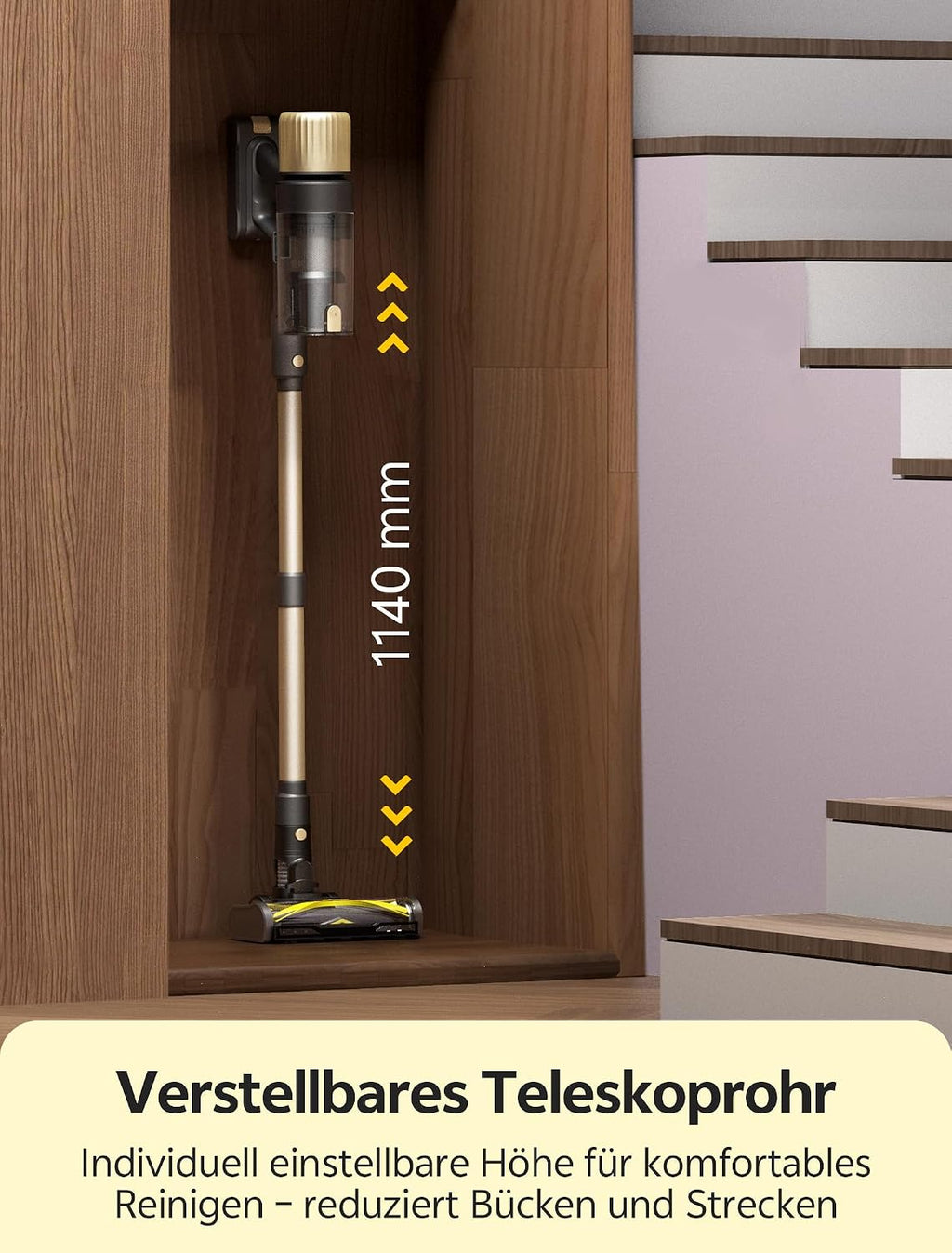 Ultenic Akku Staubsauger, 600W/55000Pa/ 65Min, Staubsauger Kabellos mit GreenEye Technologie, Teleskoprohr& Freistehend, 6 Schichten Filter, Anti-Verhedderungs-Bürste, for Tierhaare/Teppiche/Hartböden