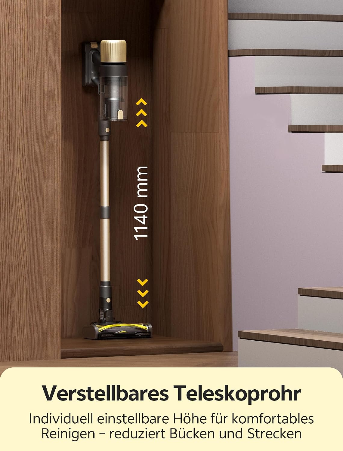 Ultenic Akku Staubsauger, 600W/55000Pa/ 65Min, Staubsauger Kabellos mit GreenEye Technologie, Teleskoprohr& Freistehend, 6 Schichten Filter, Anti-Verhedderungs-Bürste, for Tierhaare/Teppiche/Hartböden
