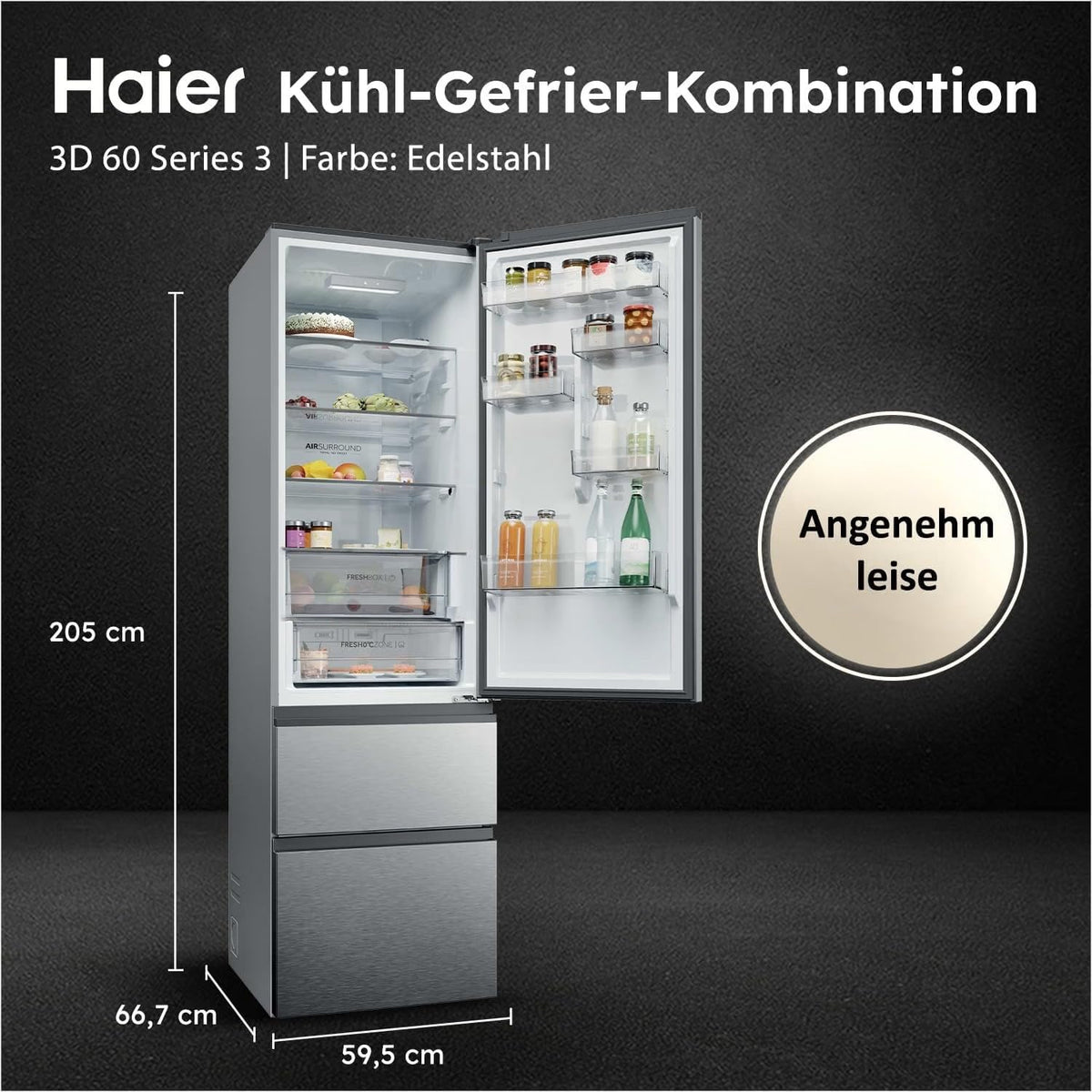 Haier Kühl-Gefrierkombination 3D 60 Series 3 Pro HTR3620CNMG