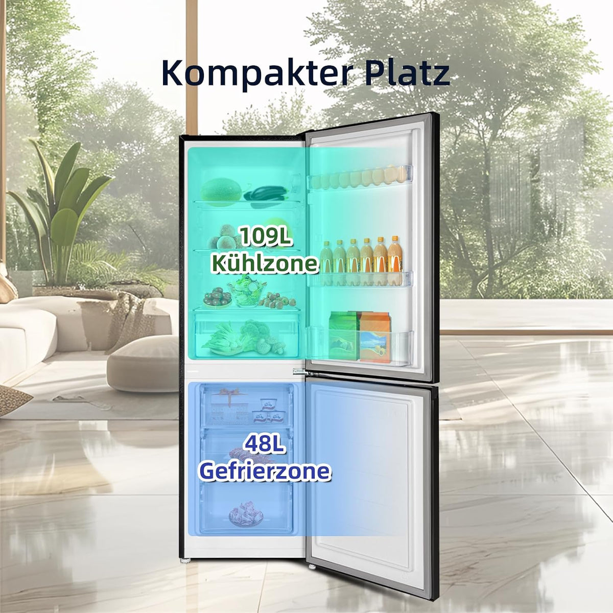 CHiQ Kühl-Gefrierkombination 157L(109L/48L), EEK C, 4-Sterne Gefrieren