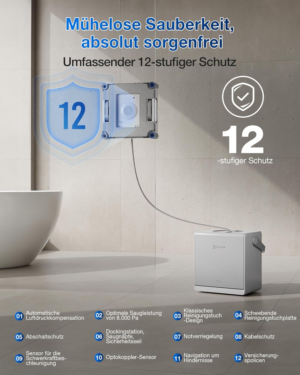 ECOVACS WINBOT W2S Omni Fensterputzroboter mit Multifunktionsstation