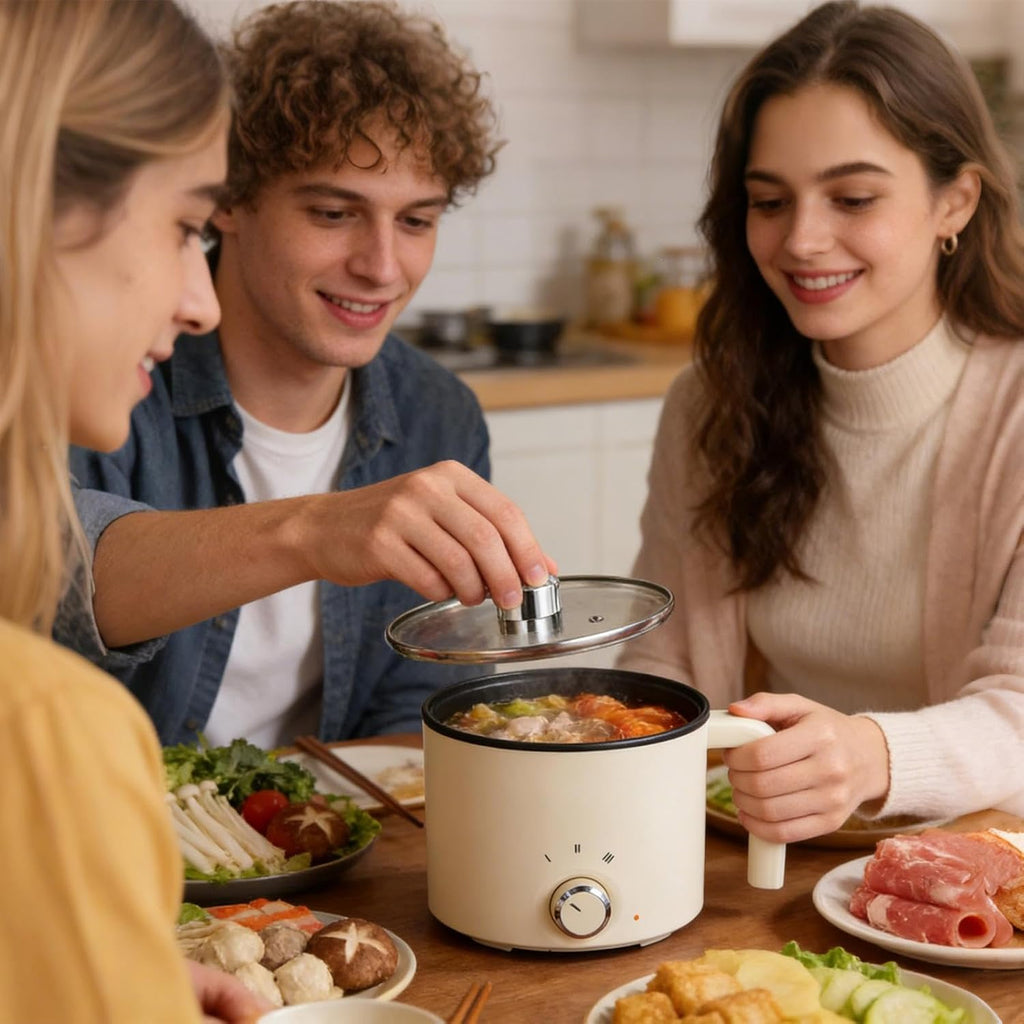Electric Pot | 7.87 x 7.68 x 6.3 Inch Overheat Protection Cookware | Electric Cooking Pot For Dorm - For College Students Teens Egg Pasta Soup Steak Oatmeal Apartment Dorm