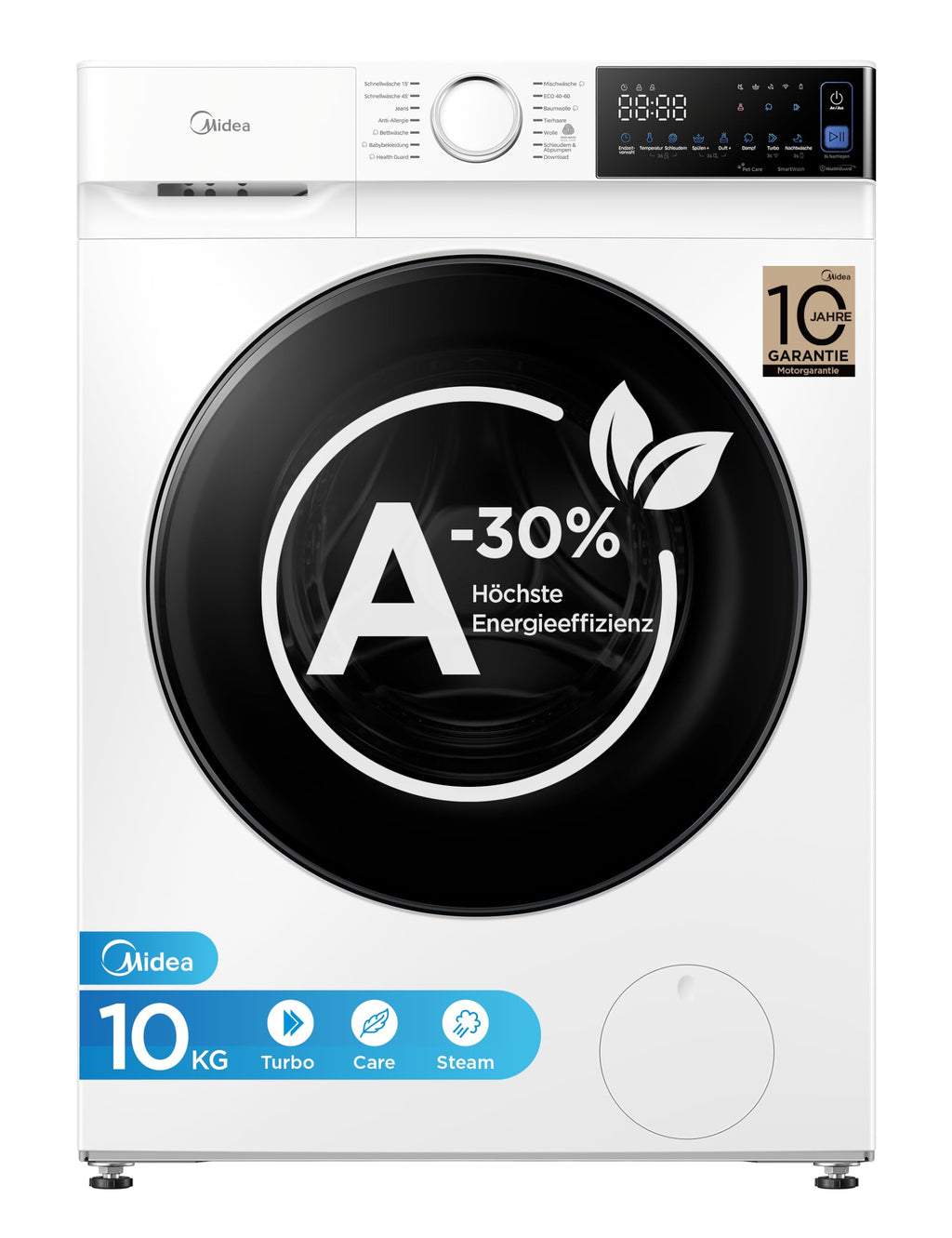 Midea Waschmaschine 10 kg Energieeffizienzklasse A-10% weiß MFV3EW100BA10