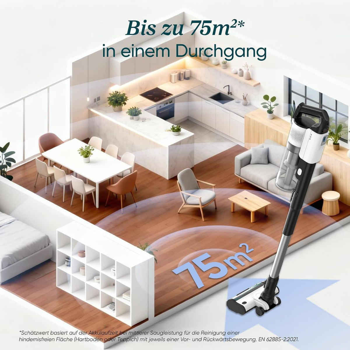 Levoit Akku Staubsauger LVAC 200, bis 75 m², Anti Tangle, Schwarz