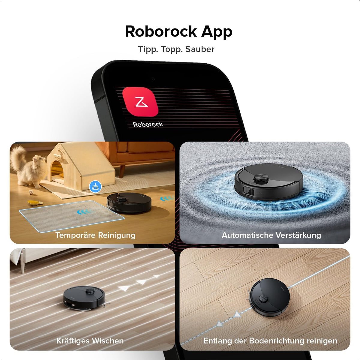 roborock Q10 S5-Set Saugroboter mit Wischfunktion, 10.000 Pa Saugkraft