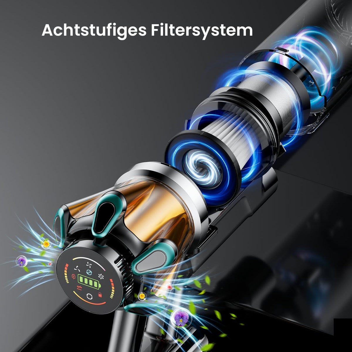 Akku Staubsauger Kabellos 650W/55kPa/70Min mit Hurrikanmodus