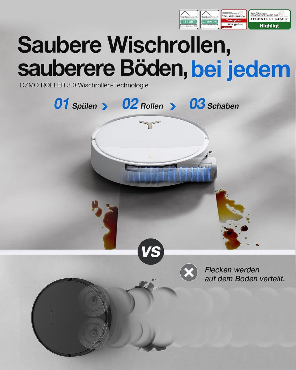 ECOVACS T90S PRO Omni Saugroboter mit Wischfunktion, 40.000 Pa, Blast