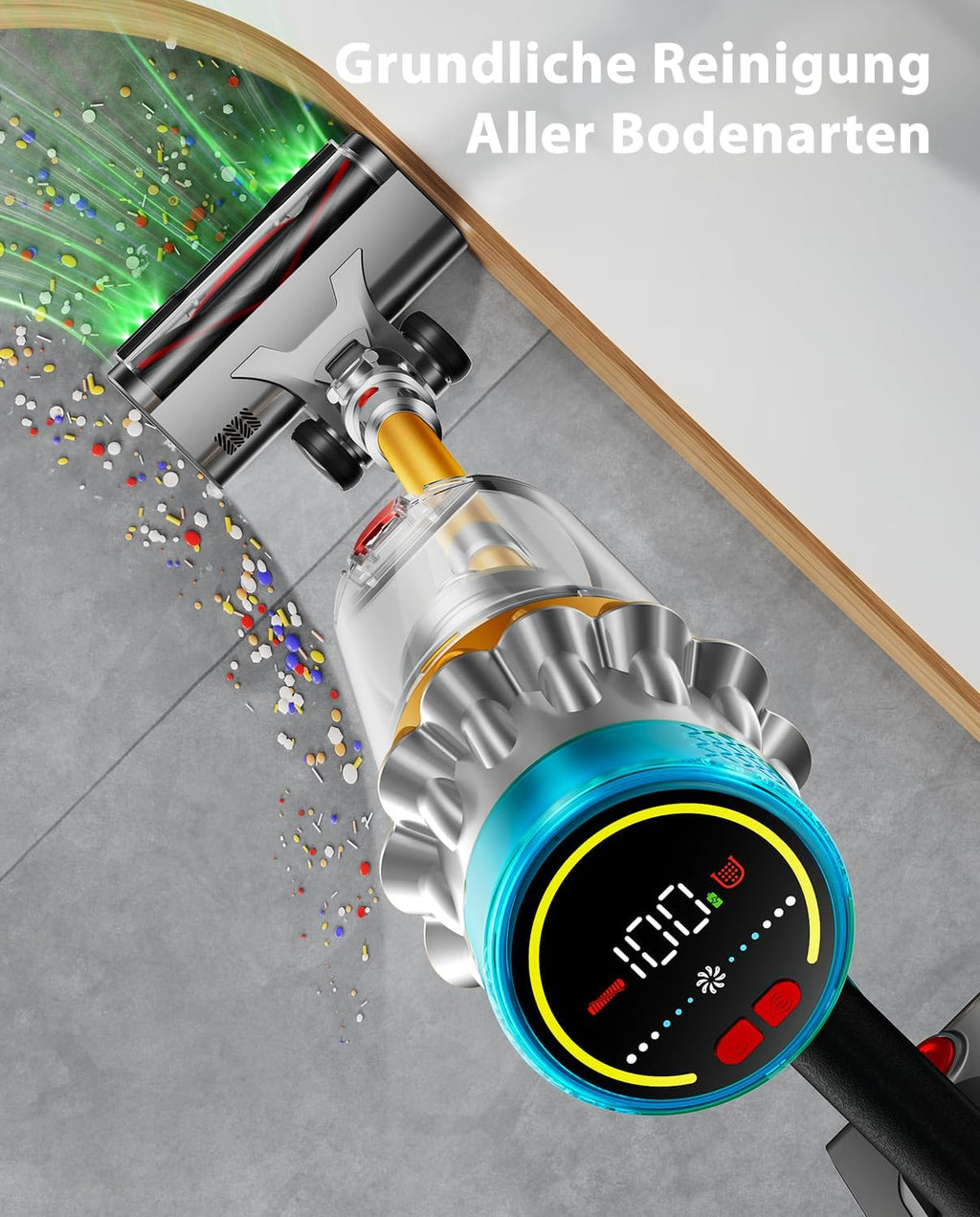 Akku Staubsauger Kabellos 55KPA/650W/70Min mit Leistungsstarker ﻿