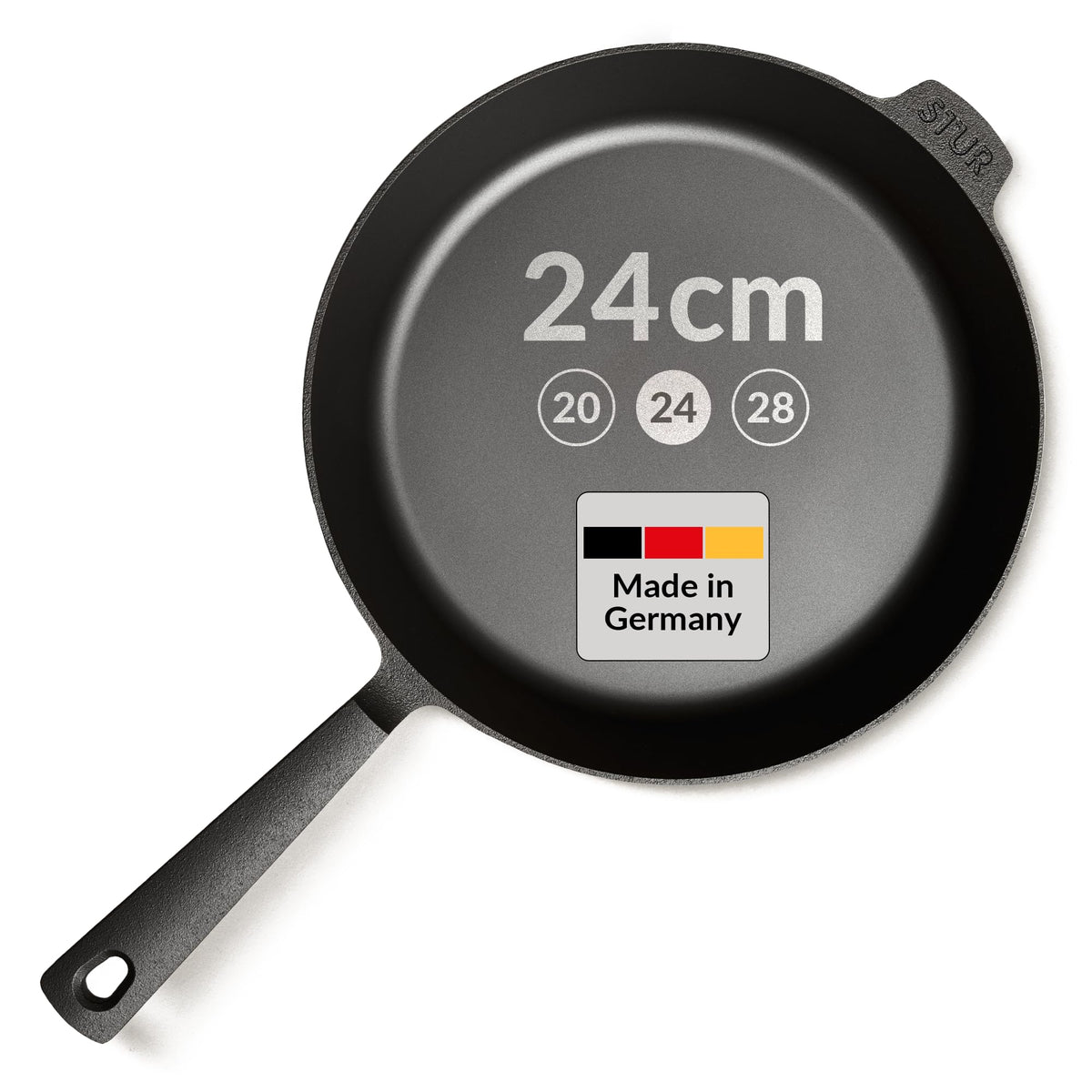 STUR Gusseisenpfanne 28 cm, Cast Iron Pan für alle Herdarten