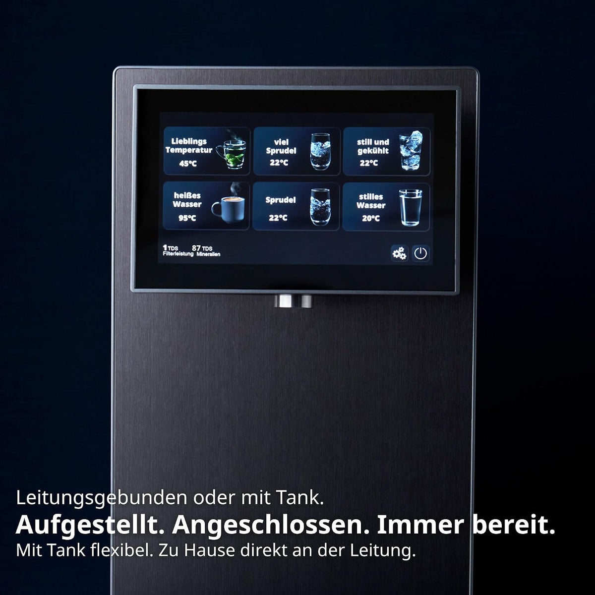 OsmoFresh Fusion Pro 2 Auftisch Osmoseanlage | Wassersprudler|Kühlung| Keine Installation | Heißwasserspender | 7x Filterung | Mineralisierung | 3-fach UV-C|Festwasseranschluss |Abwasserverhältnis 4:1
