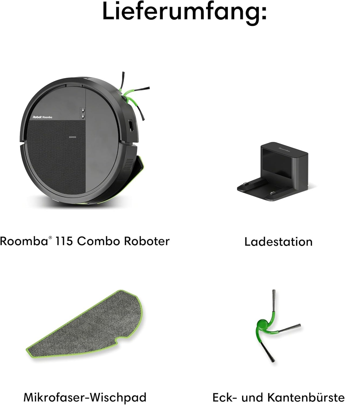 Roomba 115 Saugroboter, 15.000 Pa Saugkraft, Laser-Navigation