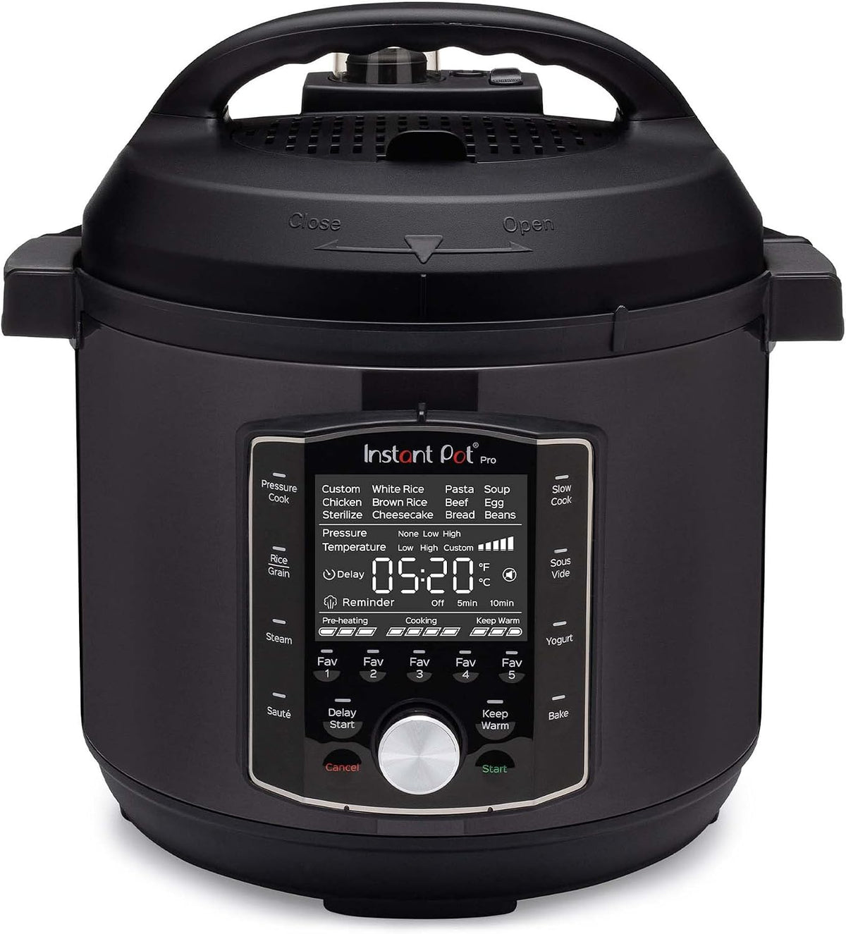 Instant Pot Pro, 5,7L Elektro-Multikocher, 10-in-1 Schnellkochtopf, Schwarz
