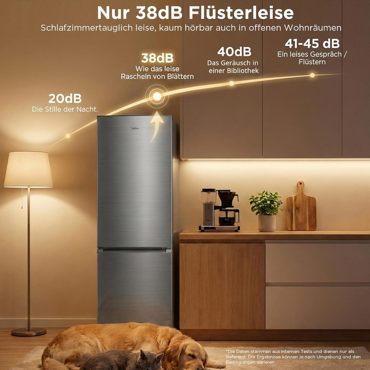 Midea 270L Kühlschrank mit gefrierfach(-24°C),Total Nofrost, 180cm,41dB