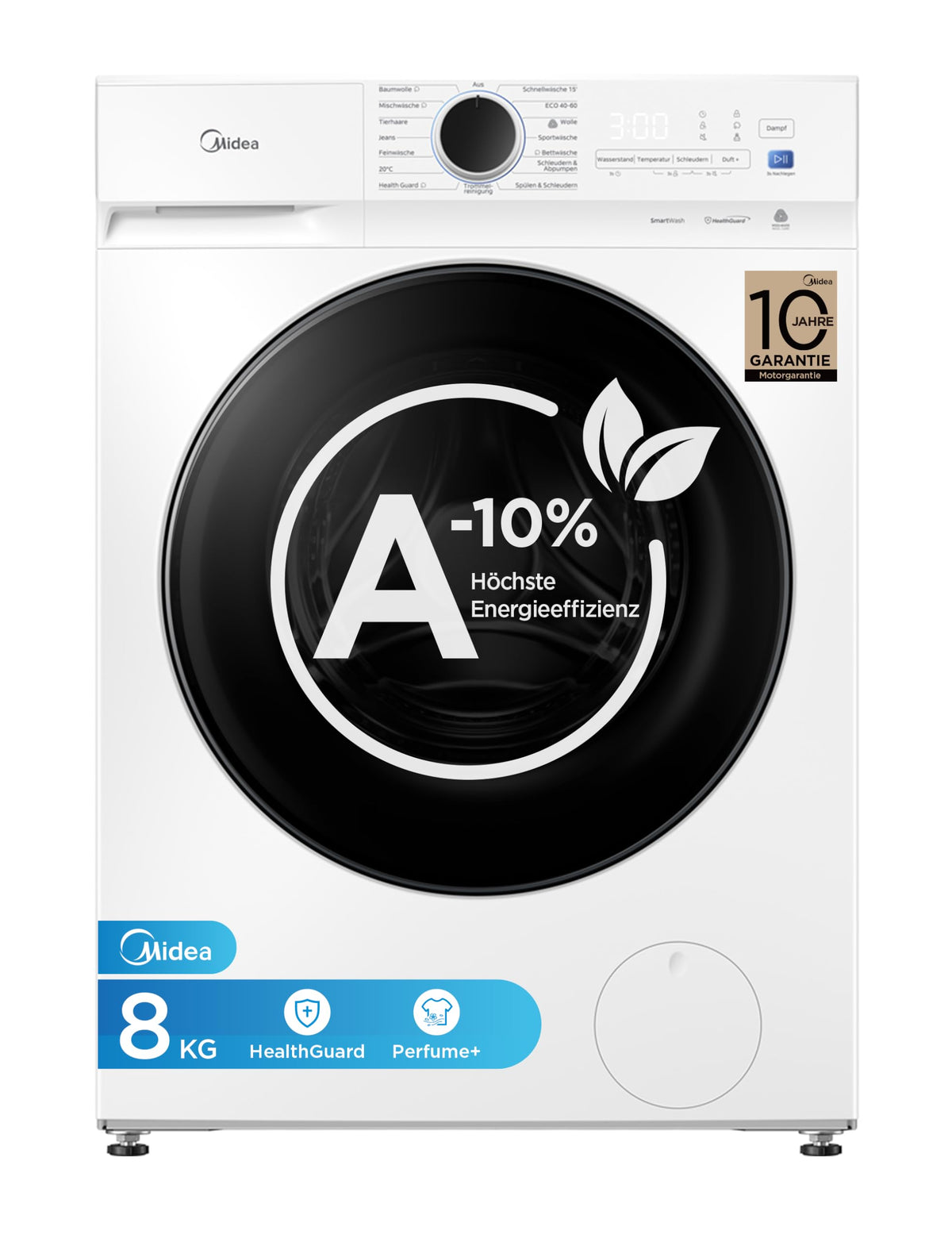 Midea Waschmaschine 10 kg Energieeffizienzklasse A-10% weiß MFV3EW100BA10
