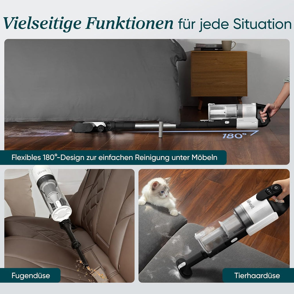 Levoit Akku Staubsauger LVAC 200, bis 75 m², Anti Tangle, Schwarz
