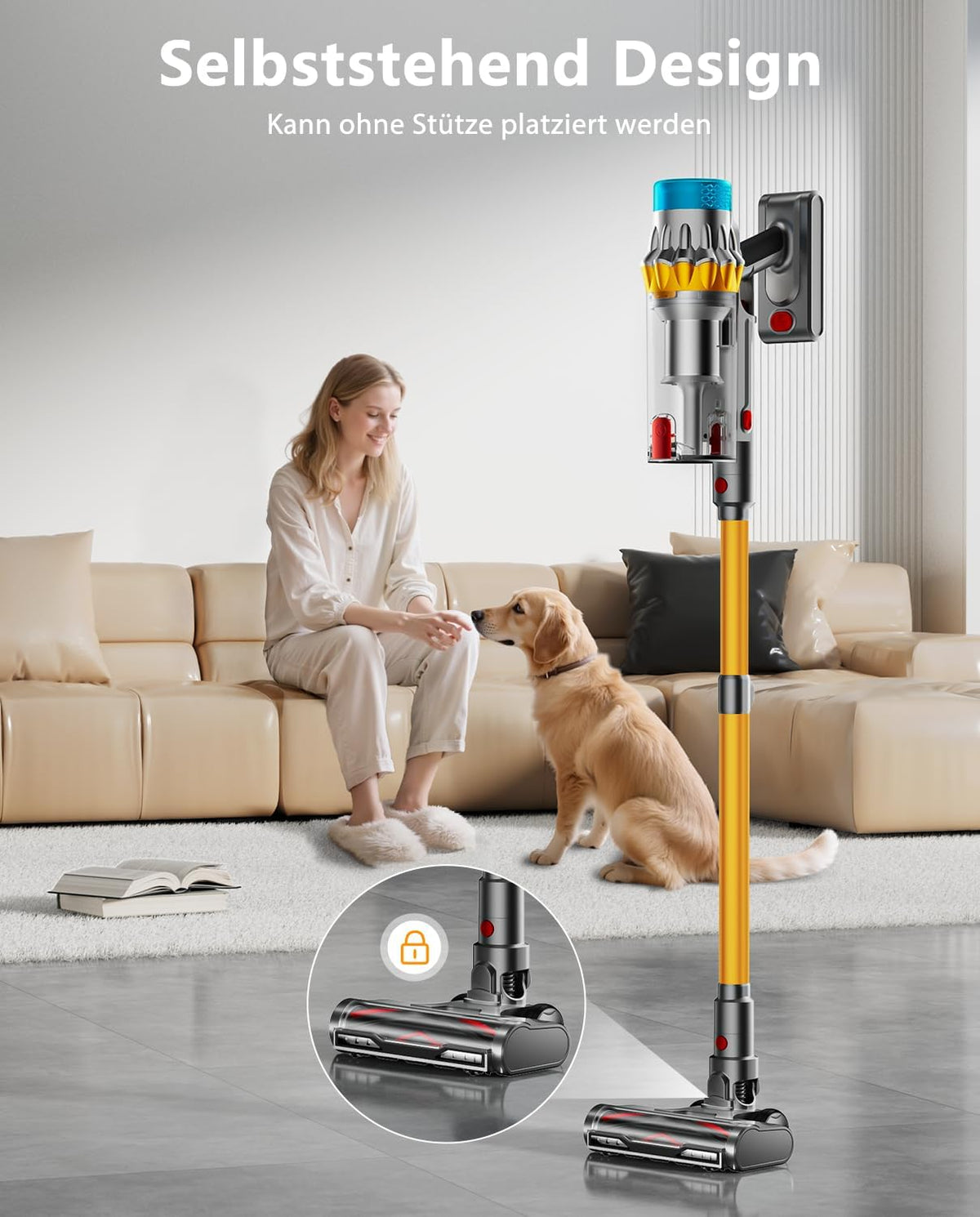 Akku Staubsauger Kabellos 55KPA/650W/70Min mit Leistungsstarker ﻿