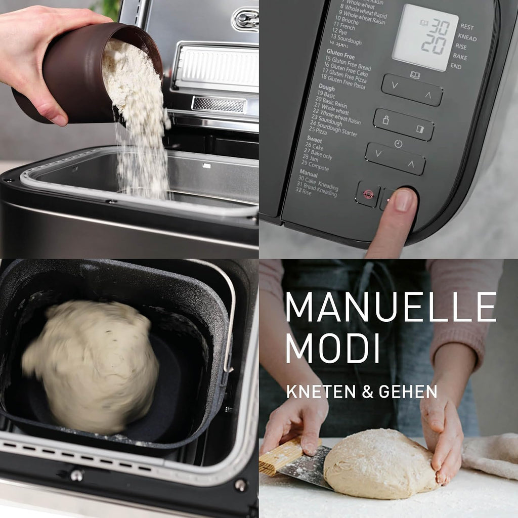 Panasonic SD-YR2540 Premium Grau Vollautomatischer Brotbackautomat, horizontales Design und Hefespender, 32 automatische Programme, zwei Temperatursensoren, 13-Stunden-Zeitvorwahl, Grau