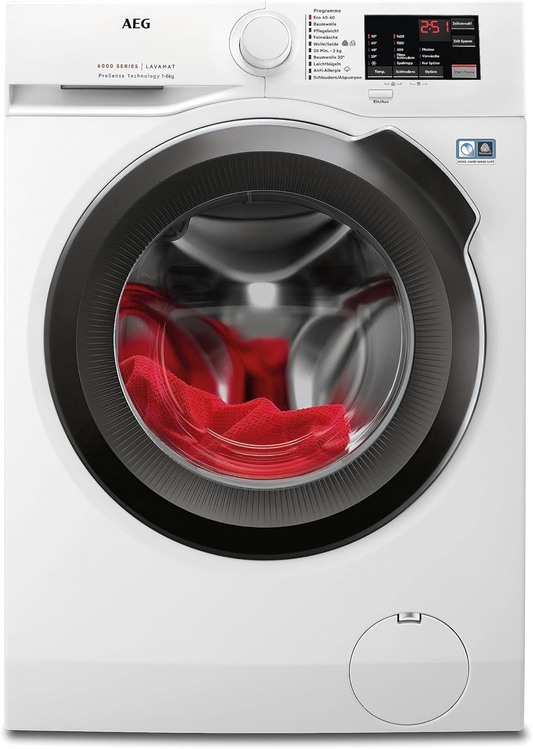 AEG Serie 6000 Waschmaschine 8 kg, ProSense Mengenautomatik, L6AMZ48FL