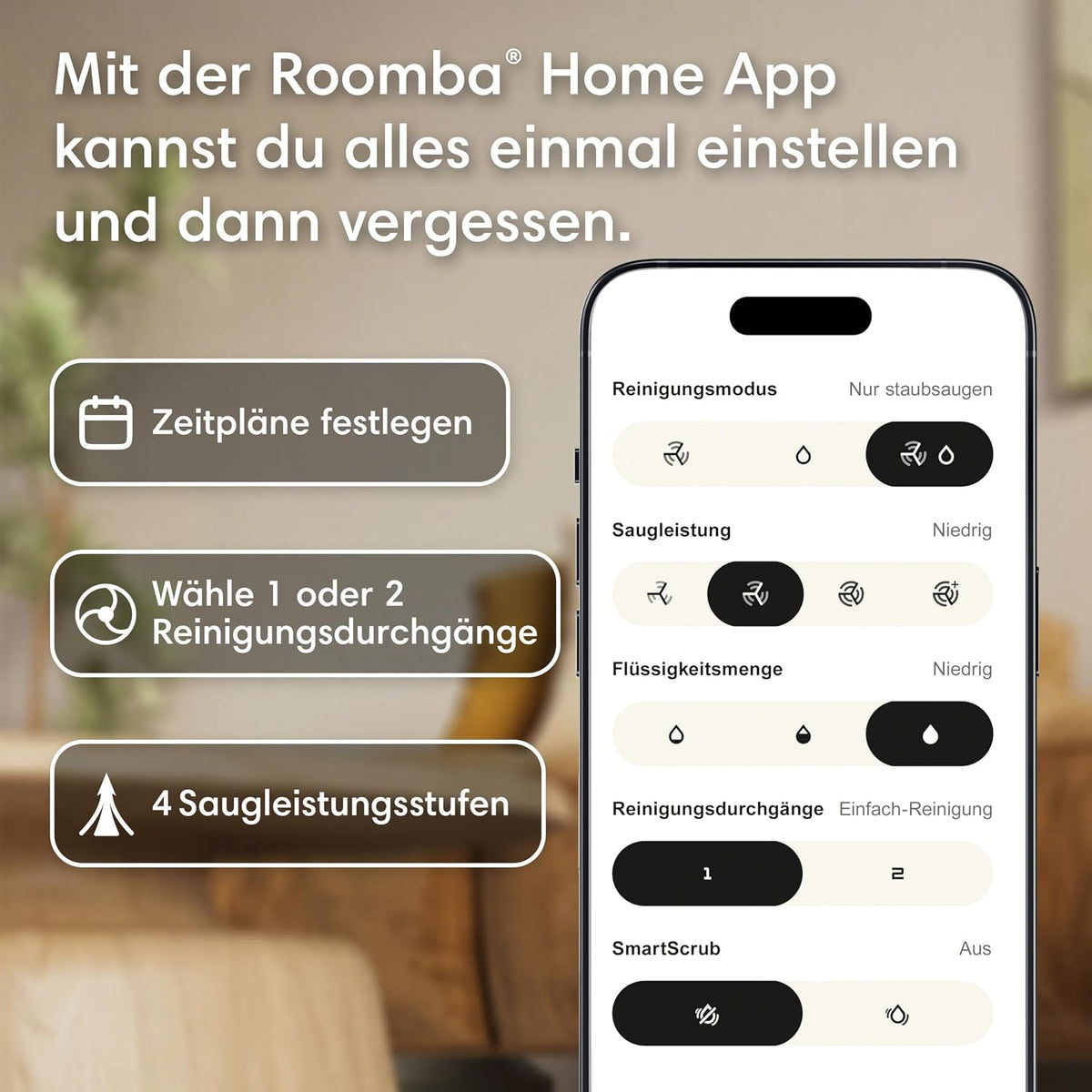 Roomba 115 Saugroboter, 15.000 Pa Saugkraft, Laser-Navigation